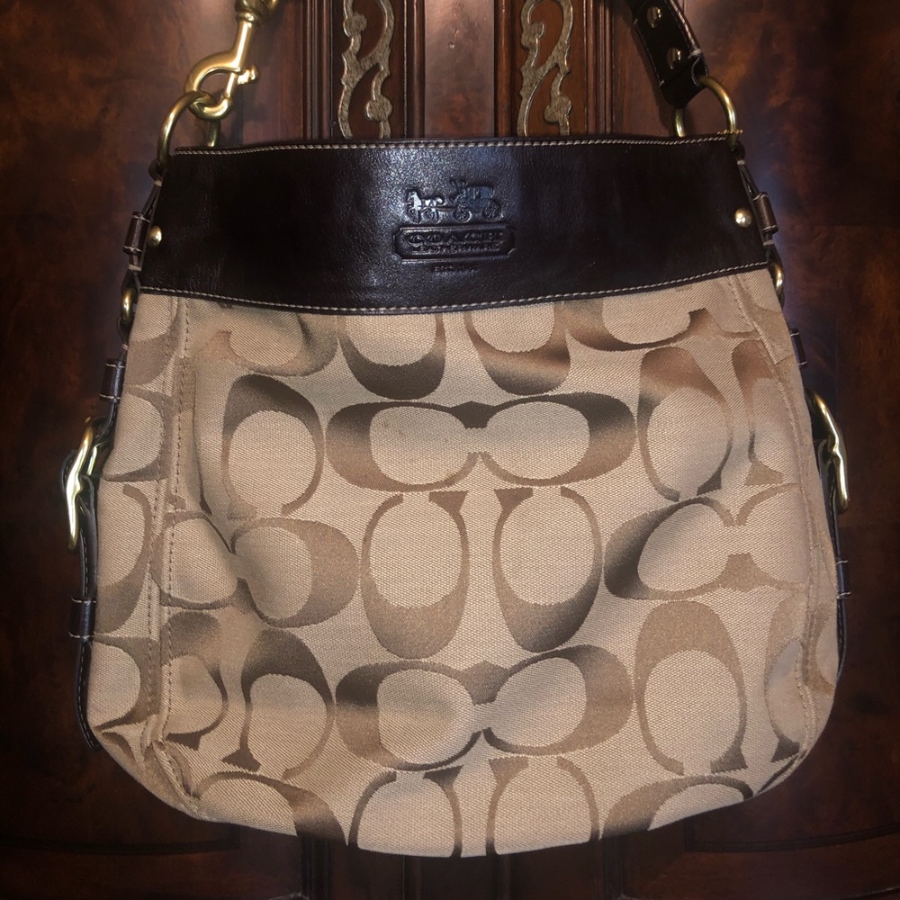 COACH Zoe Large Hobo Signature Bag.